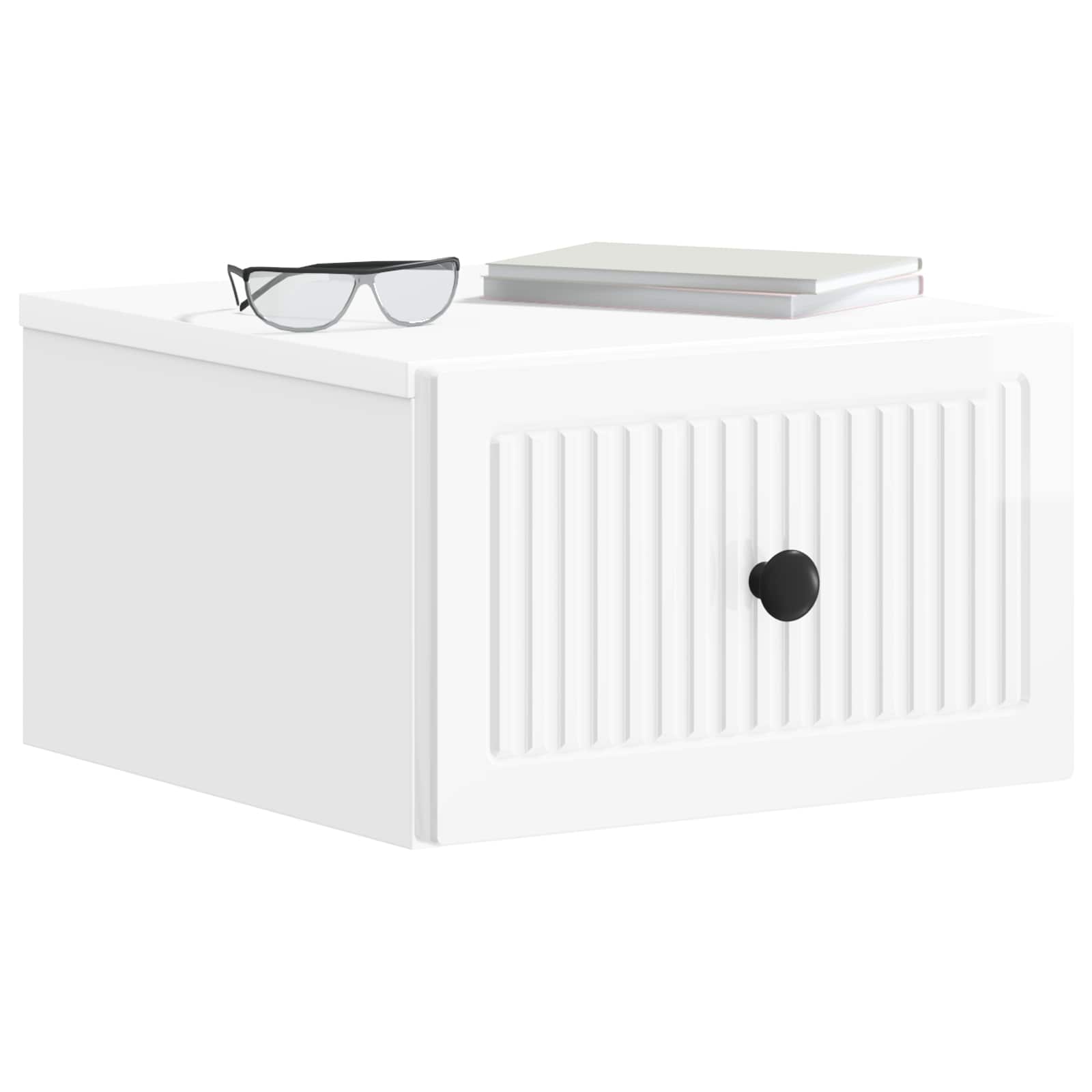vidaXL Wall-Mounted Bedside Cabinet High Gloss White 33 x 34.5 x 20 cm 3