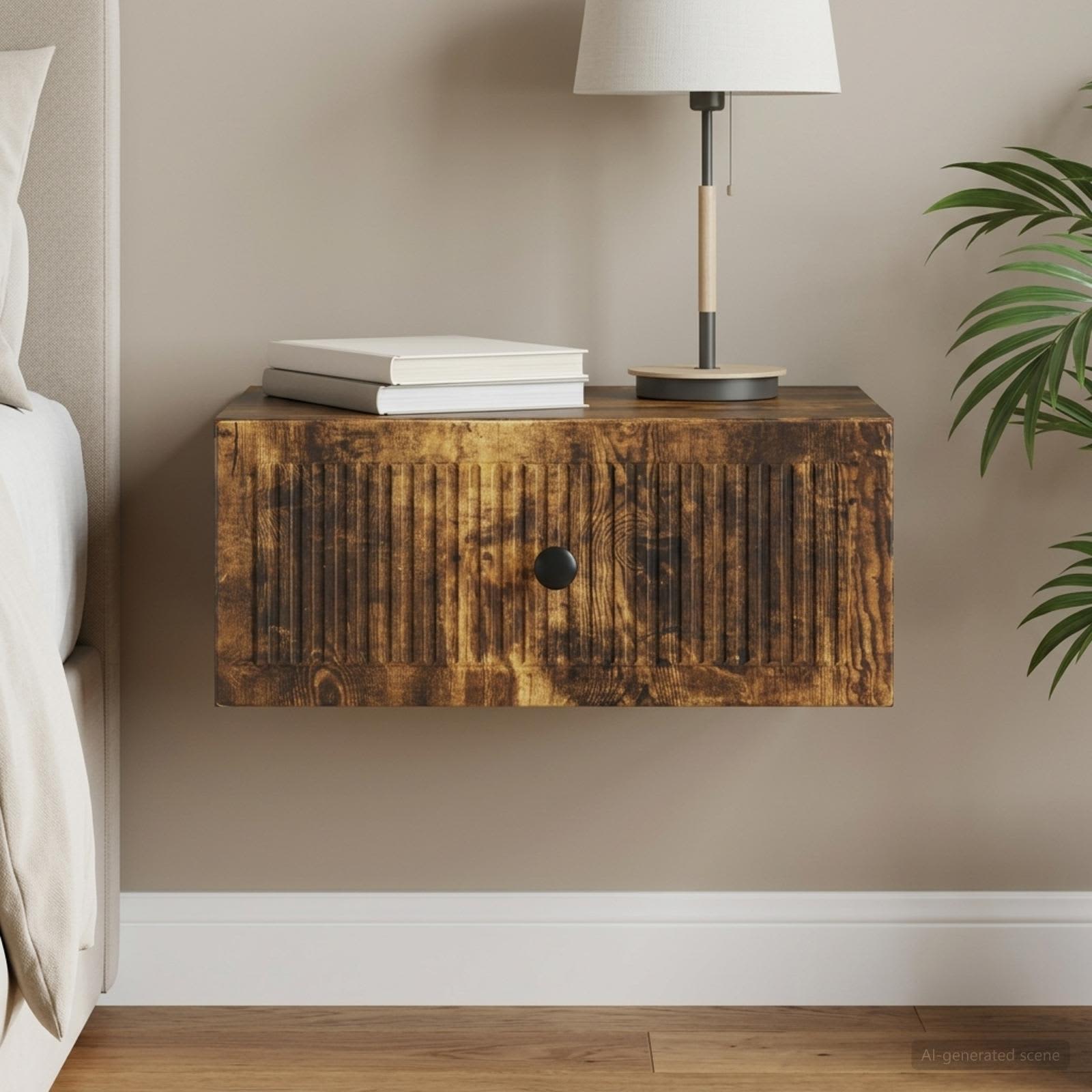 vidaXL Bedside Cabinet Smoked Oak 49 x 34.5 x 20 cm Engineered Wood 1