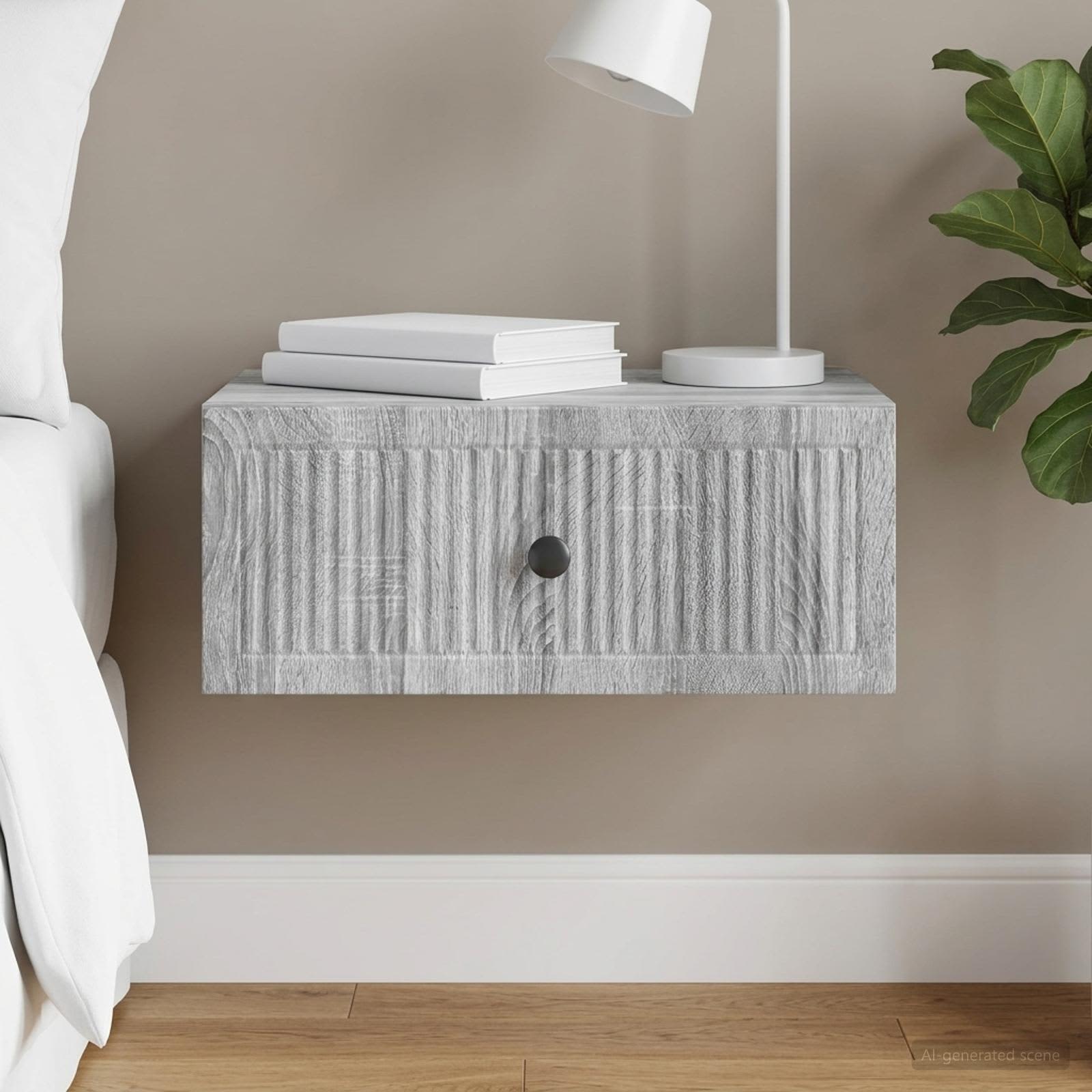vidaXL Bedside Cabinet Grey Sonoma 49 x 34.5 x 20 cm Engineered Wood 1