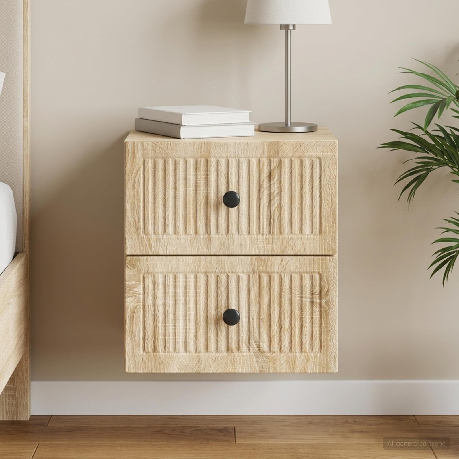 vidaXL Wall-Mounted Bedside Cabinet Sonoma Oak 33 x 34.5 x 40 cm 1
