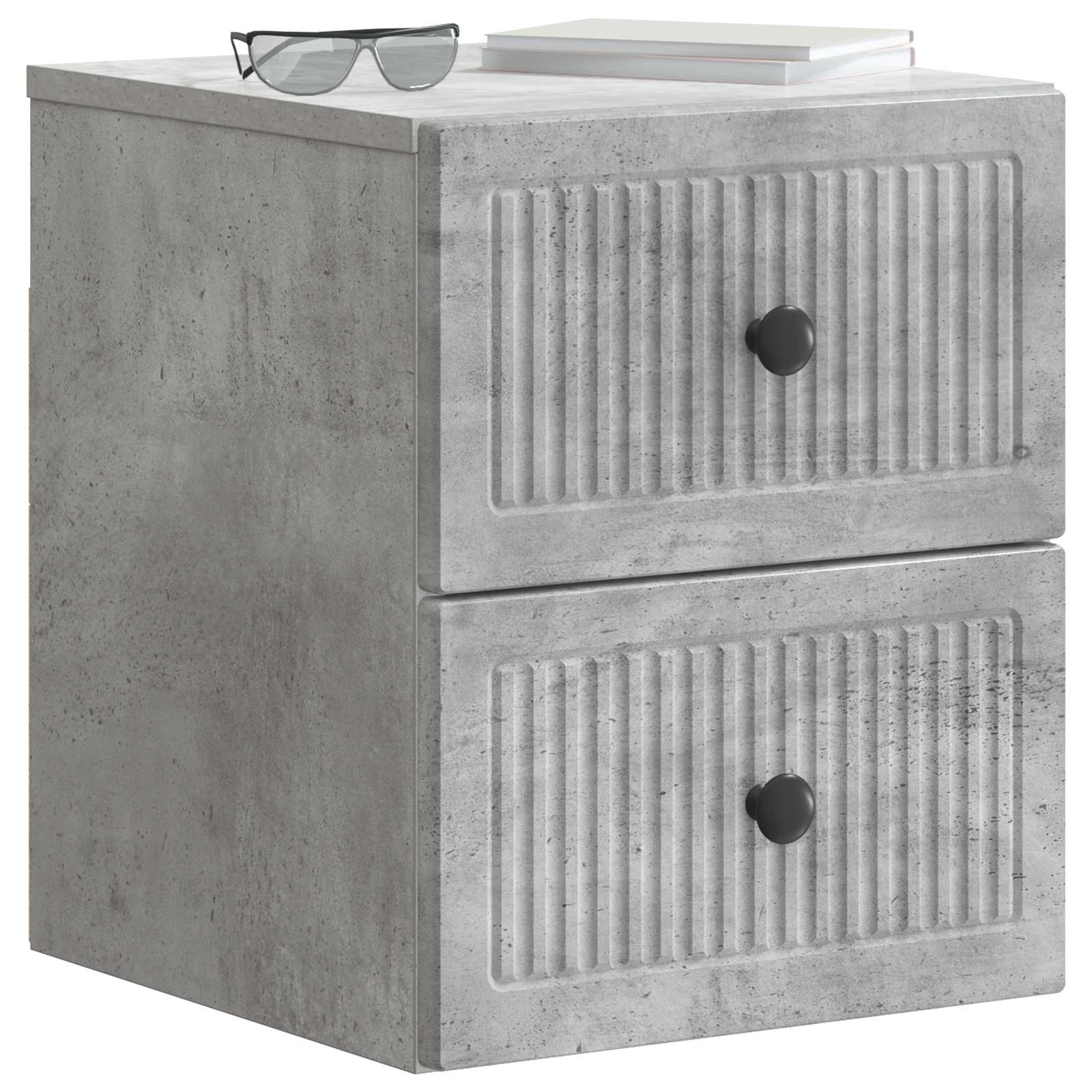 vidaXL Wall-Mounted Bedside Cabinet Concrete Grey 33 x 34.5 x 40 cm 3