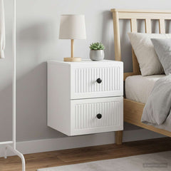 vidaXL Wall-Mounted Bedside Cabinet 2 pcs High Gloss White 4