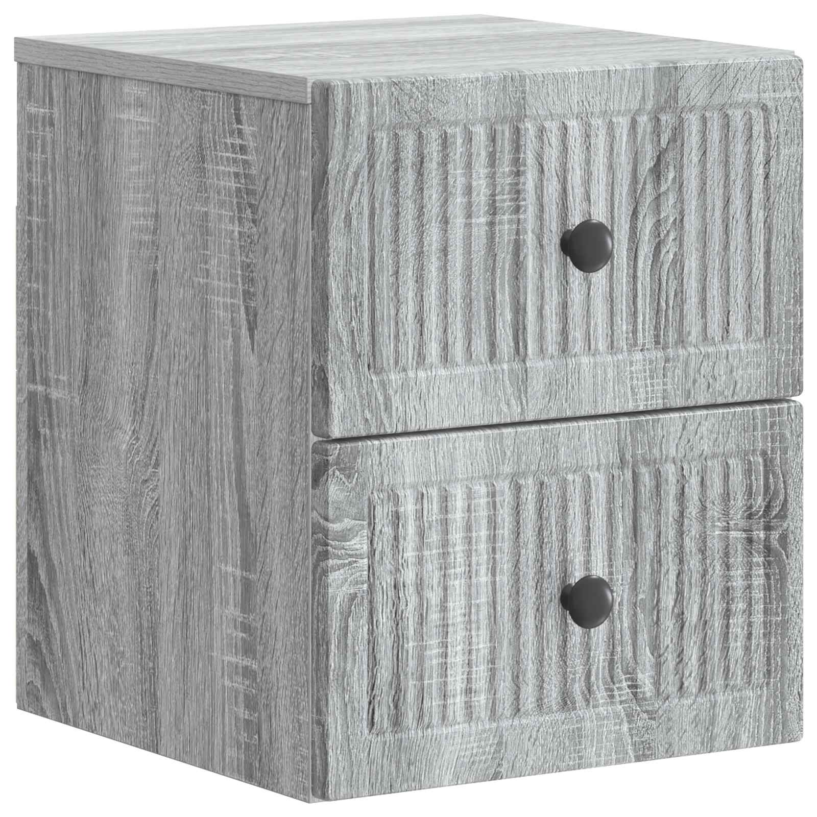 vidaXL Wall-Mounted Bedside Cabinet Grey Sonoma 33 x 34.5 x 40 cm 2