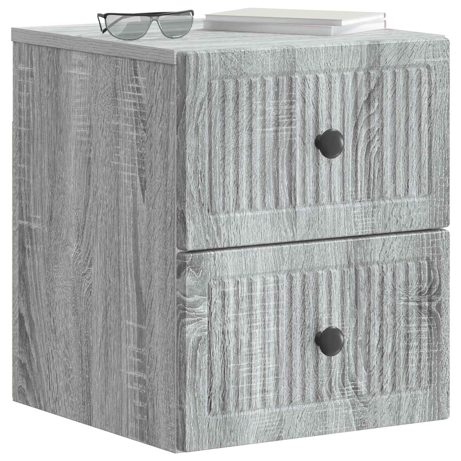 vidaXL Wall-Mounted Bedside Cabinet Grey Sonoma 33 x 34.5 x 40 cm 3