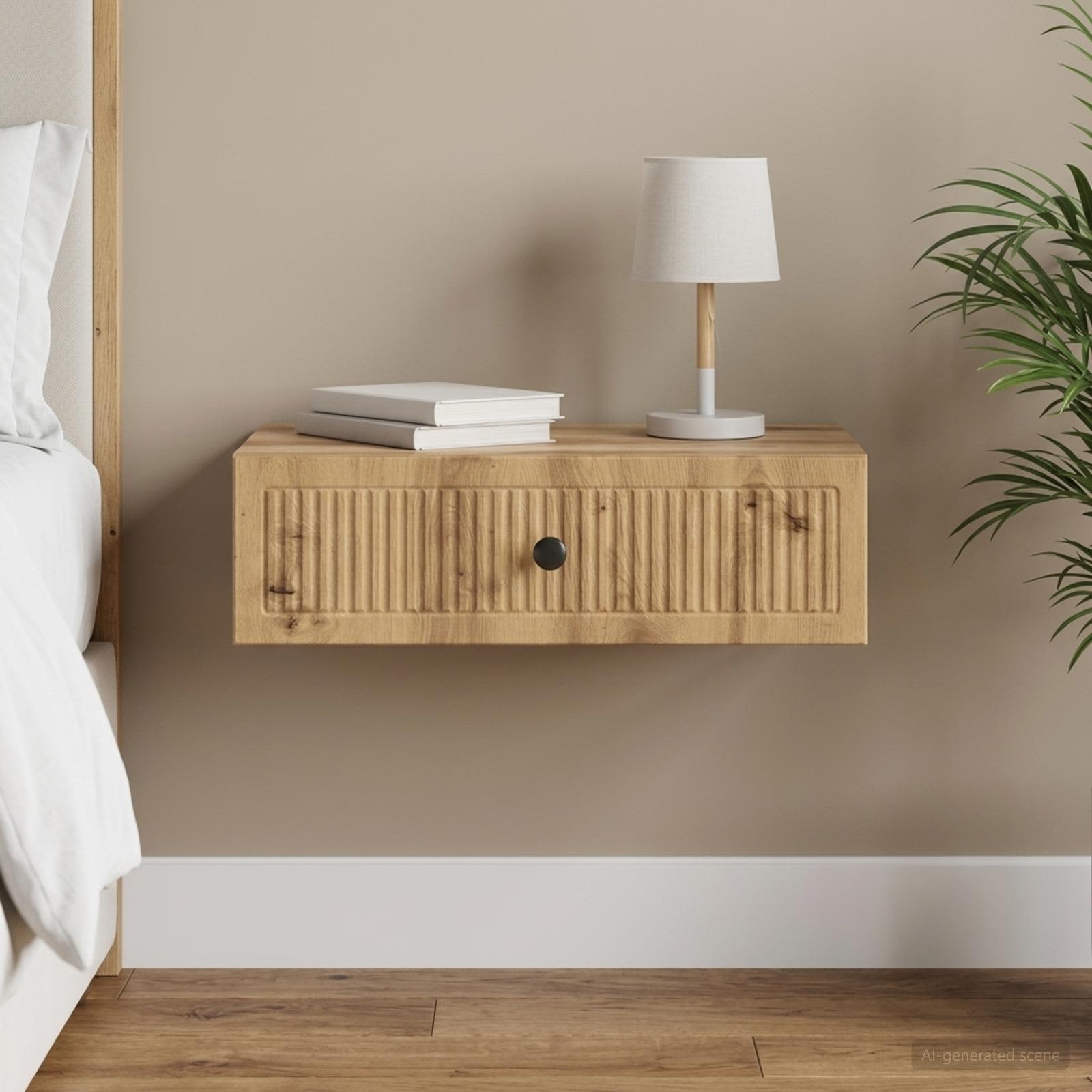vidaXL Wall-Mounted Side Table 59 x 34.5 x 17 cm Engineered Wood 1