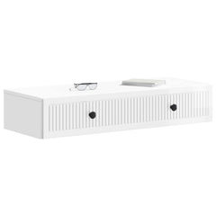 vidaXL Wall-Mounted Side Table High Gloss White 87.5 x 34.5 x 17 cm 3