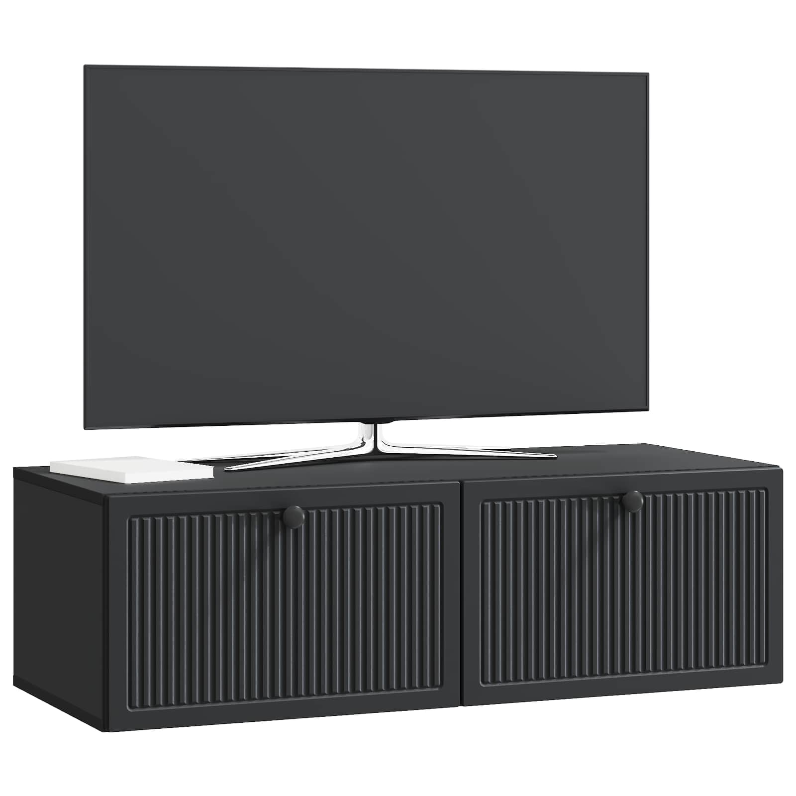 vidaXL Wall-Mounted TV Cabinet Black 98 x 41 x 30 cm Engineered Wood 3