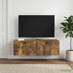 vidaXL Wall-Mounted TV Cabinet Wall-mounted Smoked Oak 98 x 41 x 30 cm 1
