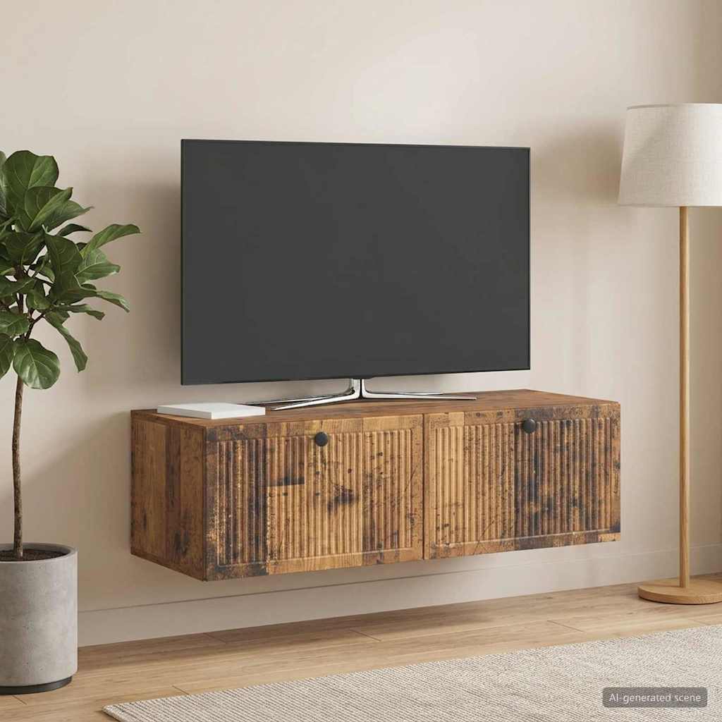vidaXL Wall-Mounted TV Cabinet Wall-mounted Old Wood 98 x 41 x 30 cm 1