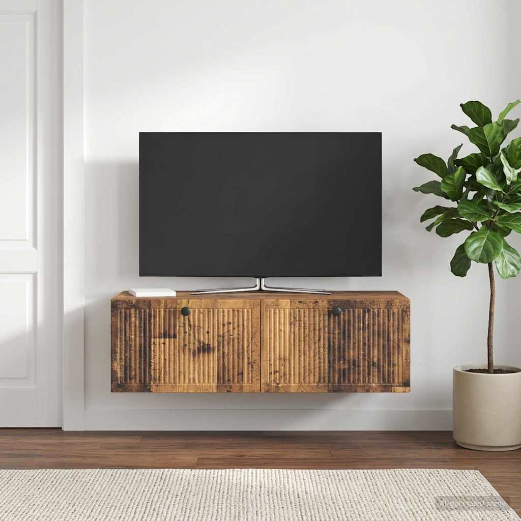 vidaXL Wall-Mounted TV Cabinet Wall-mounted Old Wood 98 x 41 x 30 cm 4