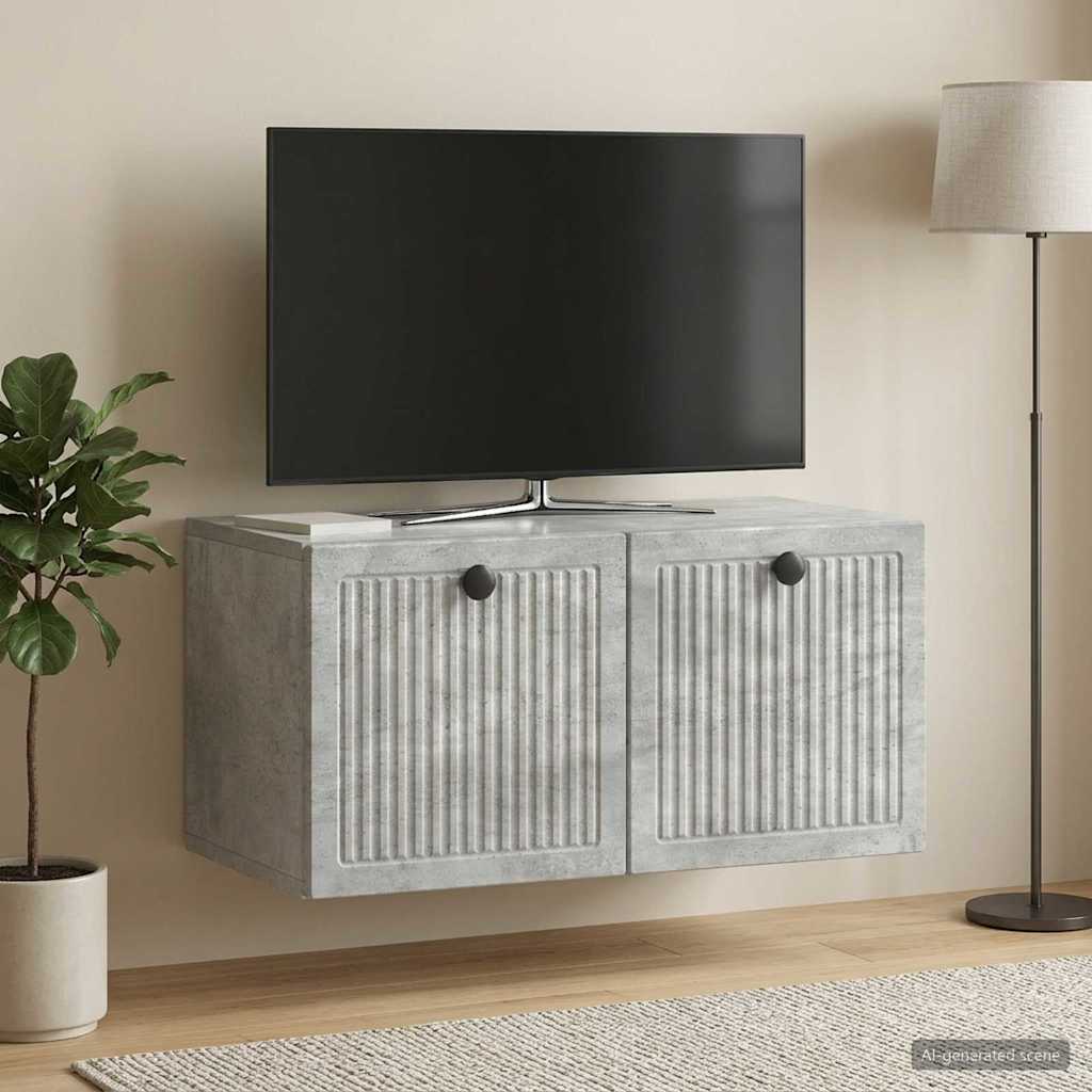 vidaXL Wall-Mounted TV Cabinet Concrete Grey 59.5 x 31 x 30 cm 4