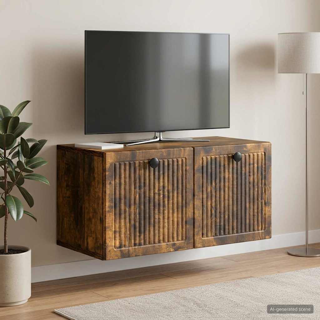 vidaXL Wall-Mounted TV Cabinet Smoked Oak 59.5 x 31 x 30 cm 4