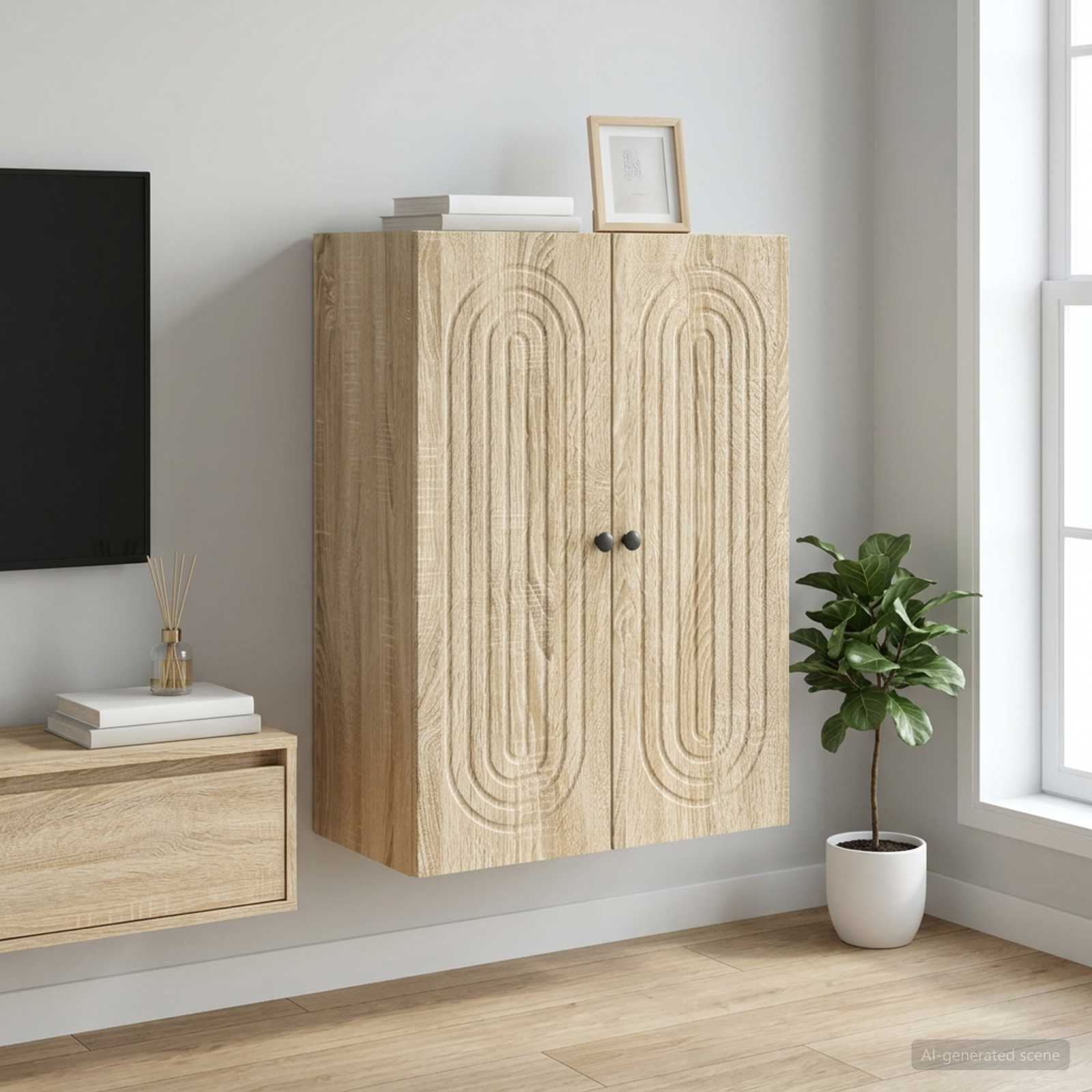 vidaXL Wall-Mounted Cabinet Sonoma Oak 66 x 34.5 x 90 cm 1