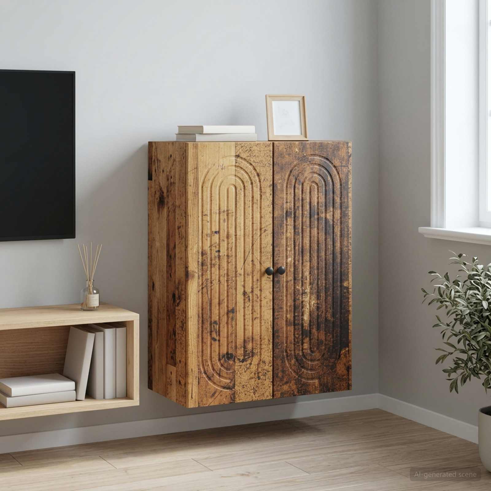 vidaXL Wall-Mounted Cabinet Old Wood 66 x 34.5 x 90 cm Engineered Wood 1