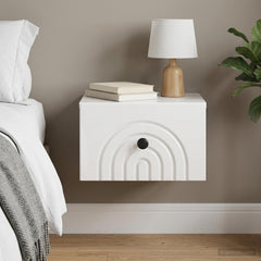 vidaXL Wall-Mounted Bedside Cabinet High Gloss White 33 x 34.5 x 20 cm 1