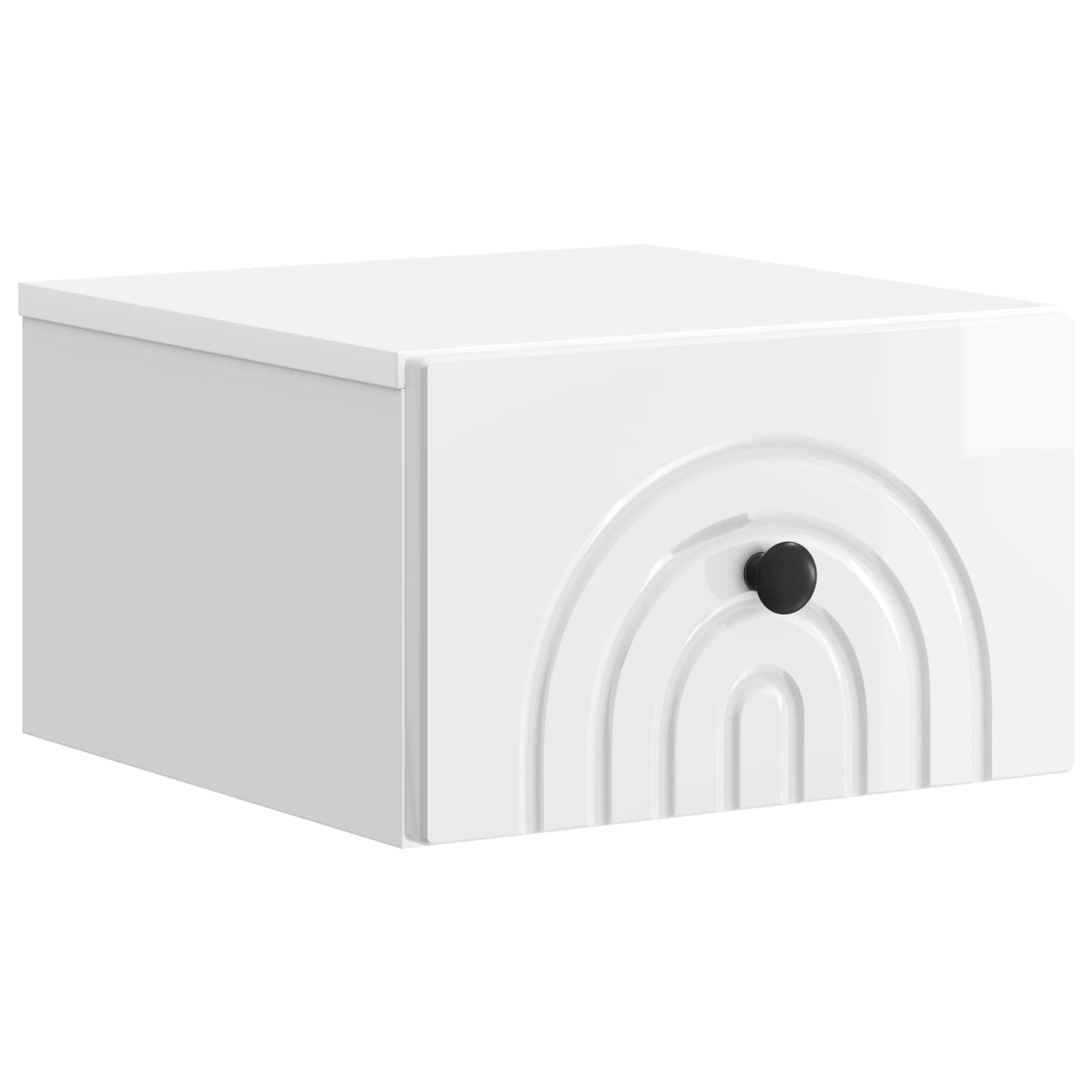 vidaXL Wall-Mounted Bedside Cabinet High Gloss White 33 x 34.5 x 20 cm 2