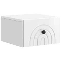 vidaXL Wall-Mounted Bedside Cabinet High Gloss White 33 x 34.5 x 20 cm 2
