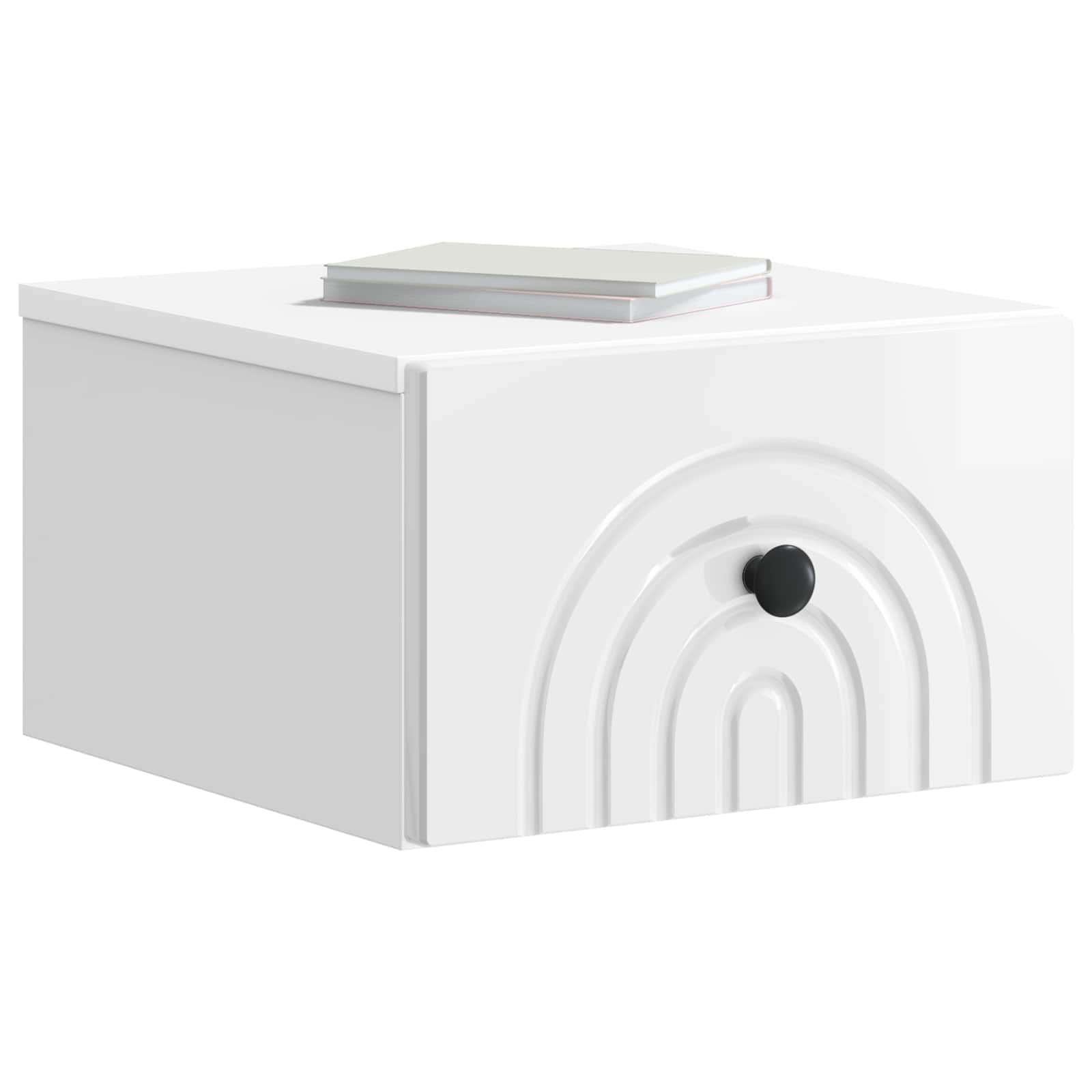 vidaXL Wall-Mounted Bedside Cabinet High Gloss White 33 x 34.5 x 20 cm 3