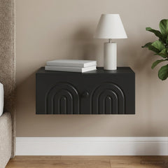 vidaXL Wall-Mounted Bedside Cabinet Black 49 x 34.5 x 20 cm 1
