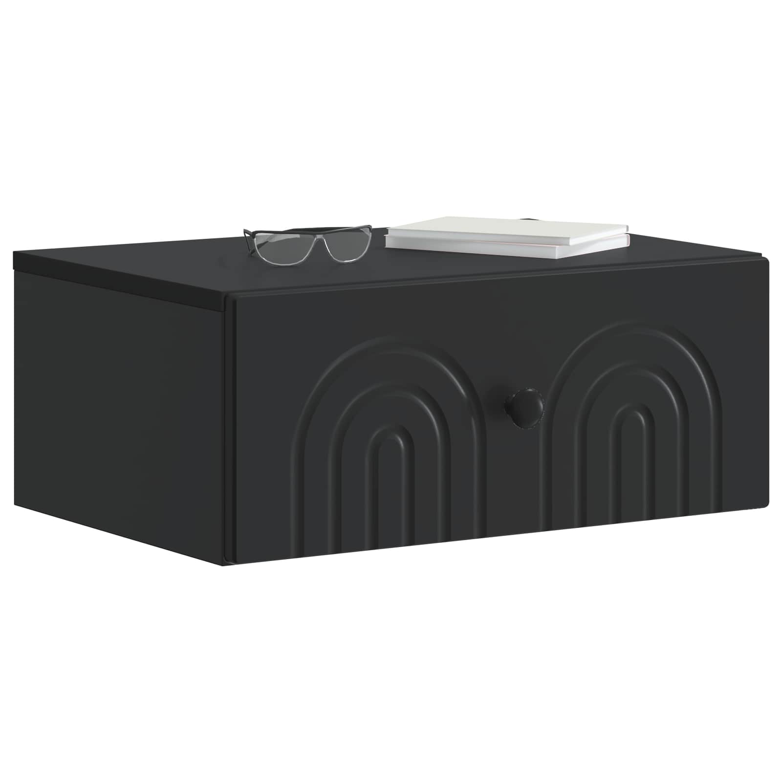 vidaXL Wall-Mounted Bedside Cabinet Black 49 x 34.5 x 20 cm 3