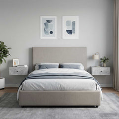 vidaXL Wall-Mounted Bedside Cabinet 2 pcs Concrete Grey 1