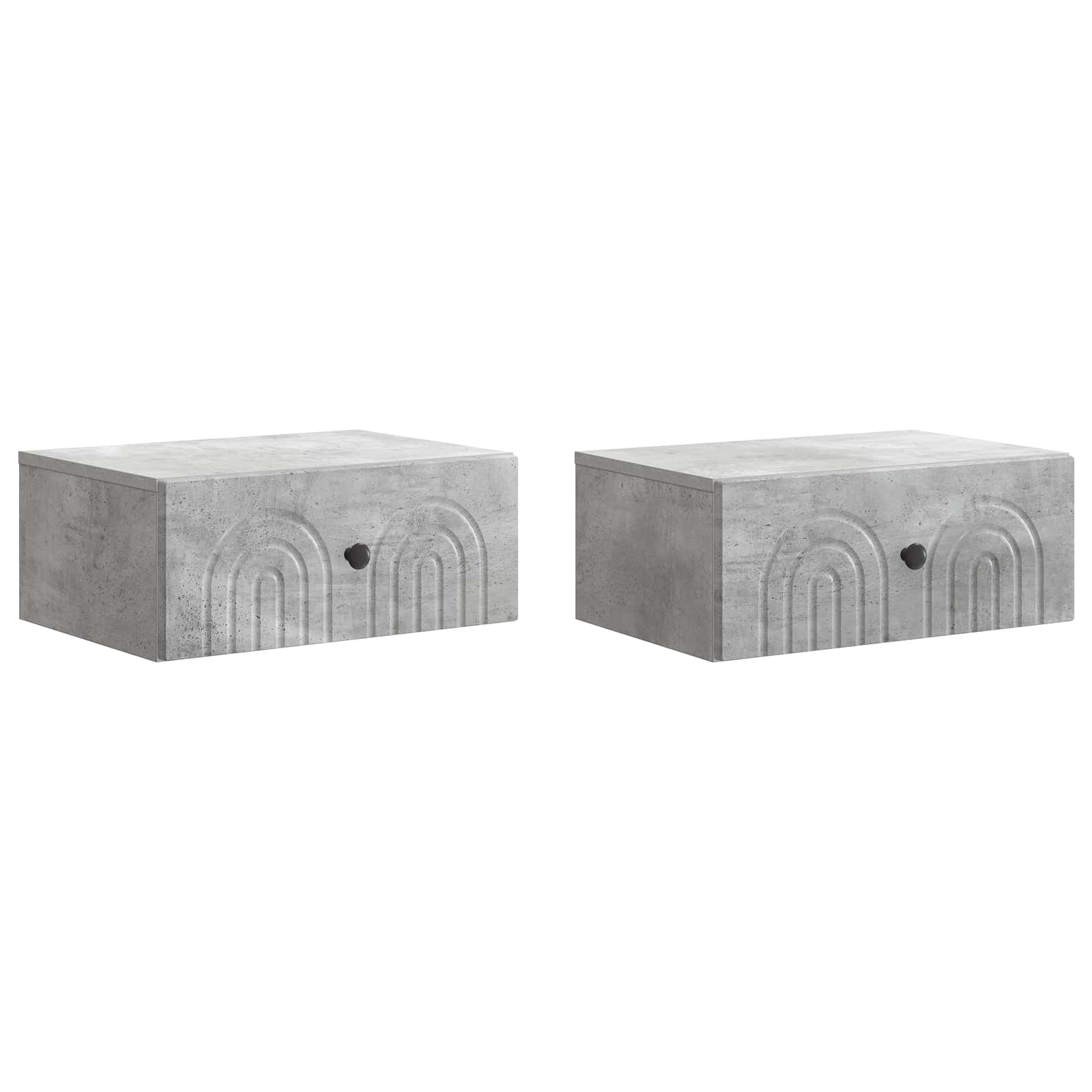 vidaXL Wall-Mounted Bedside Cabinet 2 pcs Concrete Grey 2