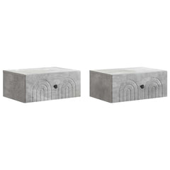 vidaXL Wall-Mounted Bedside Cabinet 2 pcs Concrete Grey 2
