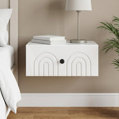 vidaXL Wall-Mounted Bedside Cabinet High Gloss White 49 x 34.5 x 20 cm 1