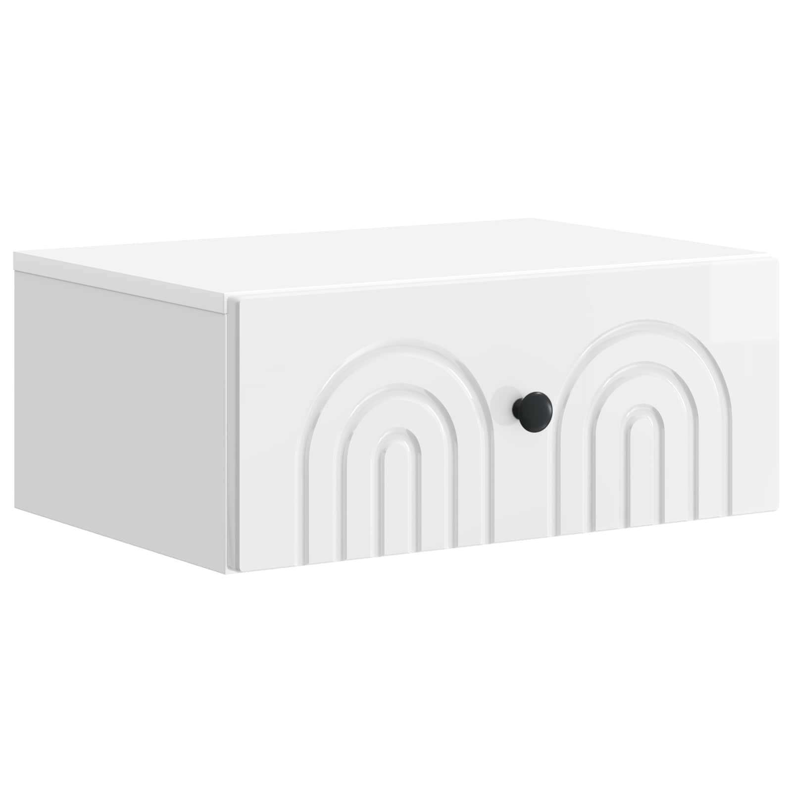 vidaXL Wall-Mounted Bedside Cabinet High Gloss White 49 x 34.5 x 20 cm 2