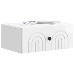 vidaXL Wall-Mounted Bedside Cabinet High Gloss White 49 x 34.5 x 20 cm 3