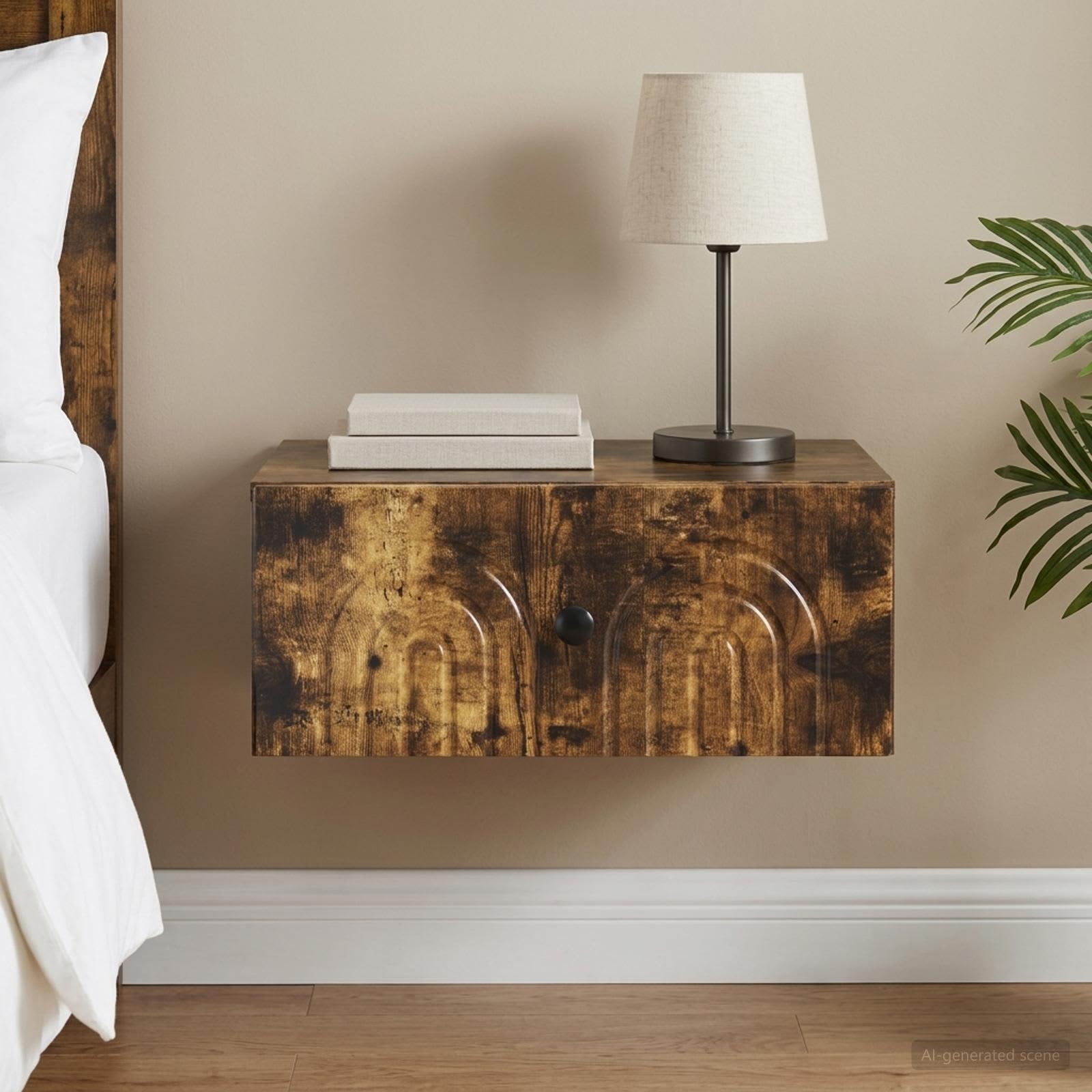 vidaXL Wall-Mounted Bedside Cabinet Smoked Oak 49 x 34.5 x 20 cm 1