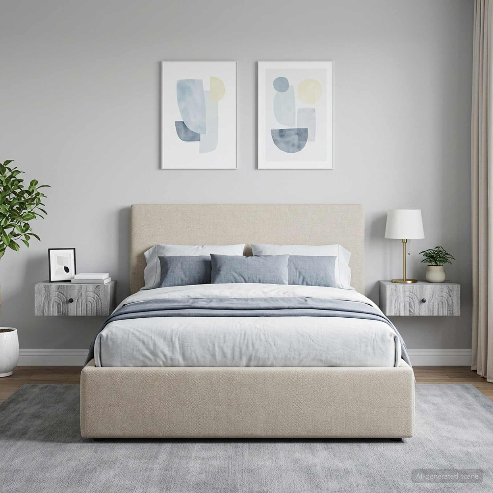 vidaXL Wall-Mounted Bedside Cabinet 2 pcs Grey Sonoma 1