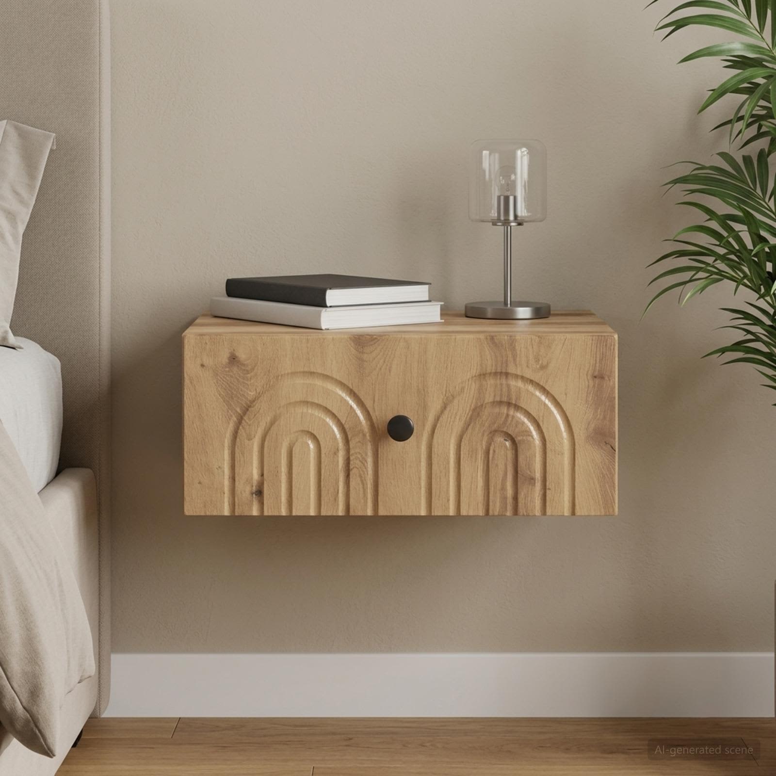 vidaXL Wall-Mounted Bedside Cabinet Artisan Oak 49 x 34.5 x 20 cm 1