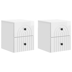vidaXL Wall-Mounted Bedside Cabinet 2 pcs High Gloss White 2