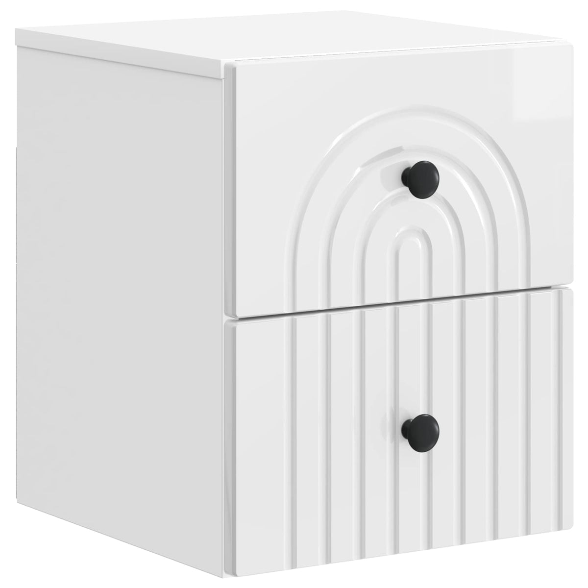 vidaXL Wall-Mounted Bedside Cabinet 2 pcs High Gloss White 5