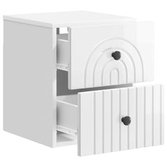 vidaXL Wall-Mounted Bedside Cabinet 2 pcs High Gloss White 6