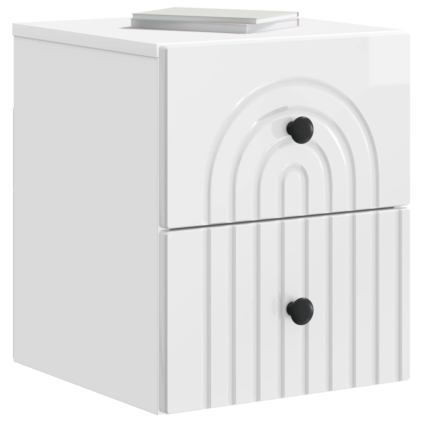 vidaXL Wall-Mounted Bedside Cabinet 2 pcs High Gloss White 3