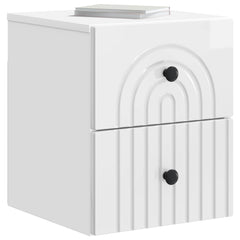 vidaXL Wall-Mounted Bedside Cabinet 2 pcs High Gloss White 3