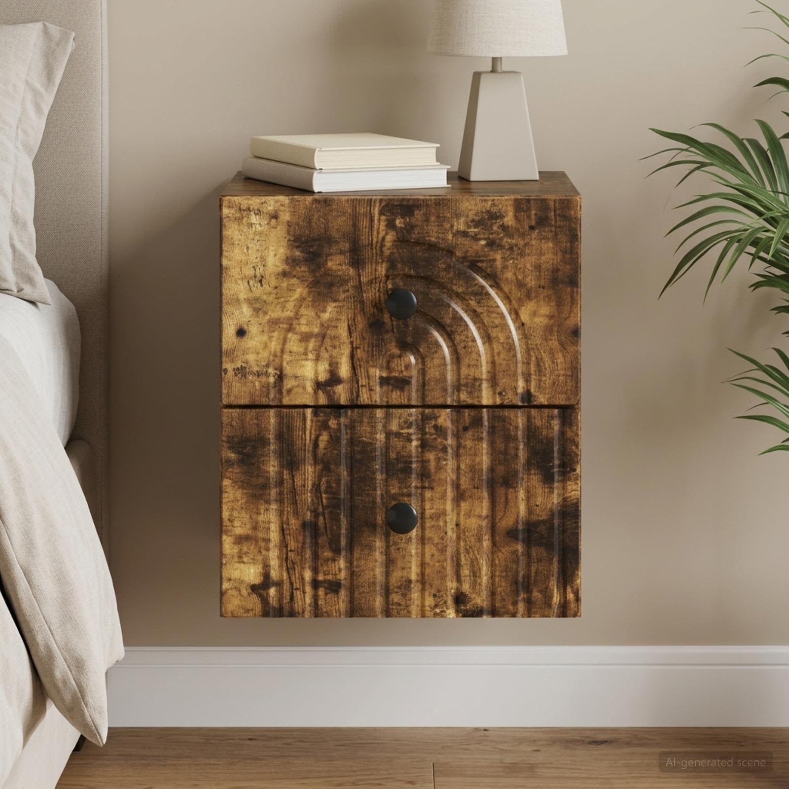 vidaXL Wall-Mounted Bedside Cabinet Smoked Oak 33 x 34.5 x 40 cm 1