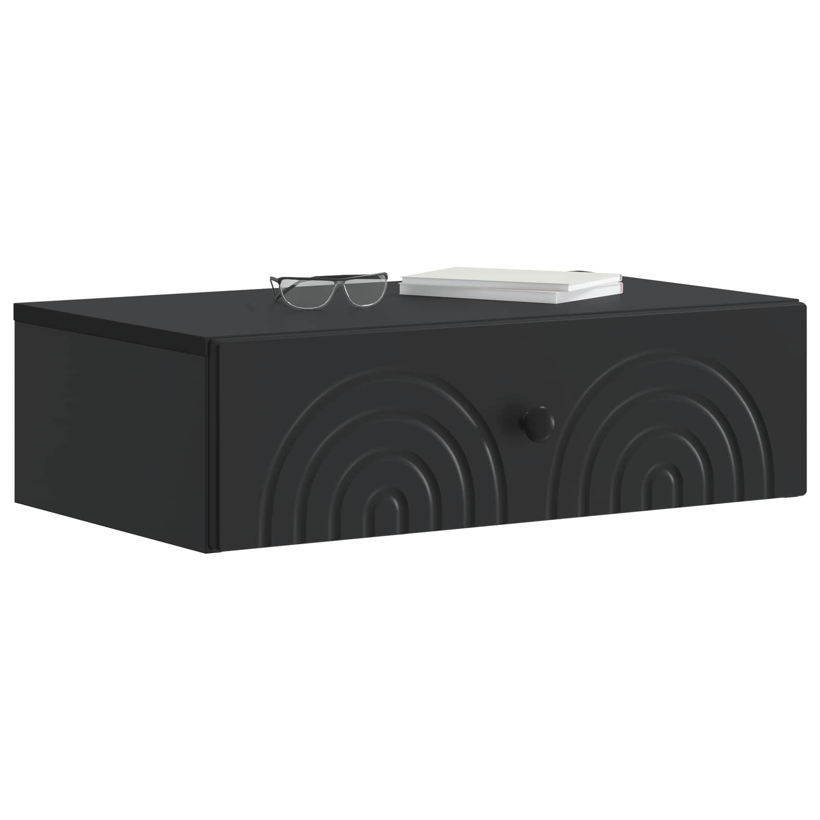 vidaXL Wall-Mounted Side Table 59 x 34.5 x 17 cm Engineered Wood Black 3