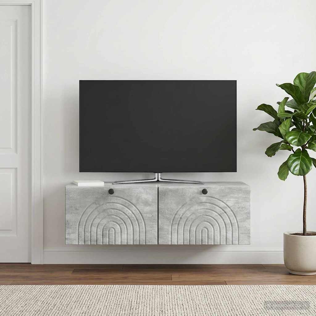 vidaXL Wall-Mounted TV Cabinet Concrete Grey 99 x 41 x 30 cm 1