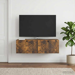 vidaXL Wall-Mounted TV Cabinet Wall-mounted Smoked Oak 99 x 41 x 30 cm 4