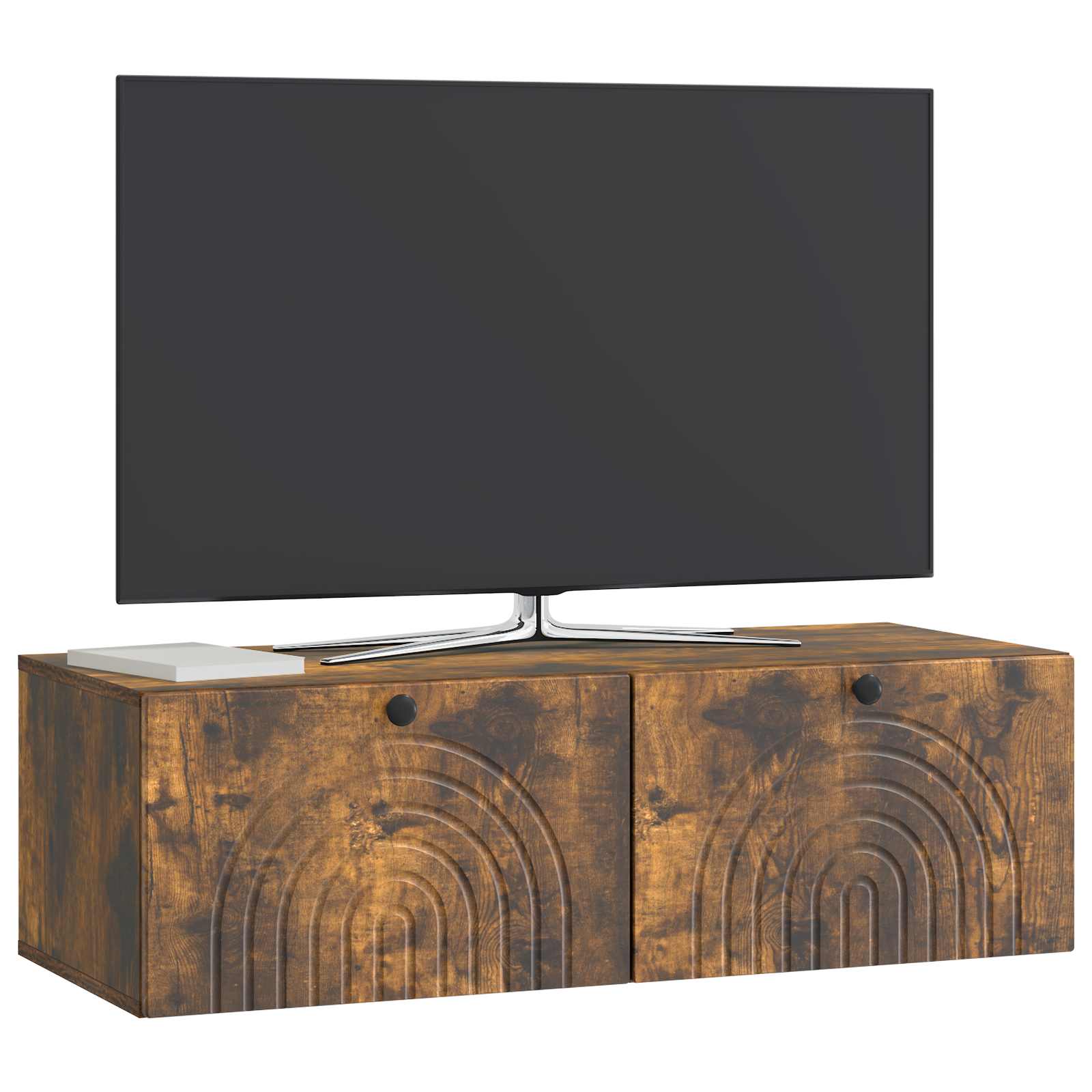 vidaXL Wall-Mounted TV Cabinet Wall-mounted Smoked Oak 99 x 41 x 30 cm 3