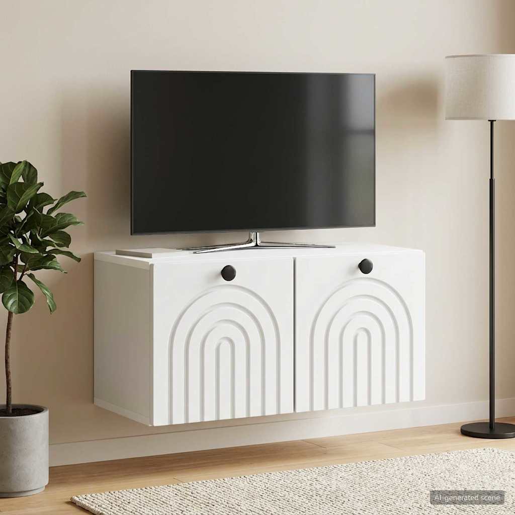vidaXL Wall-Mounted TV Cabinet White 59.5 x 31 x 30 cm Engineered Wood 1