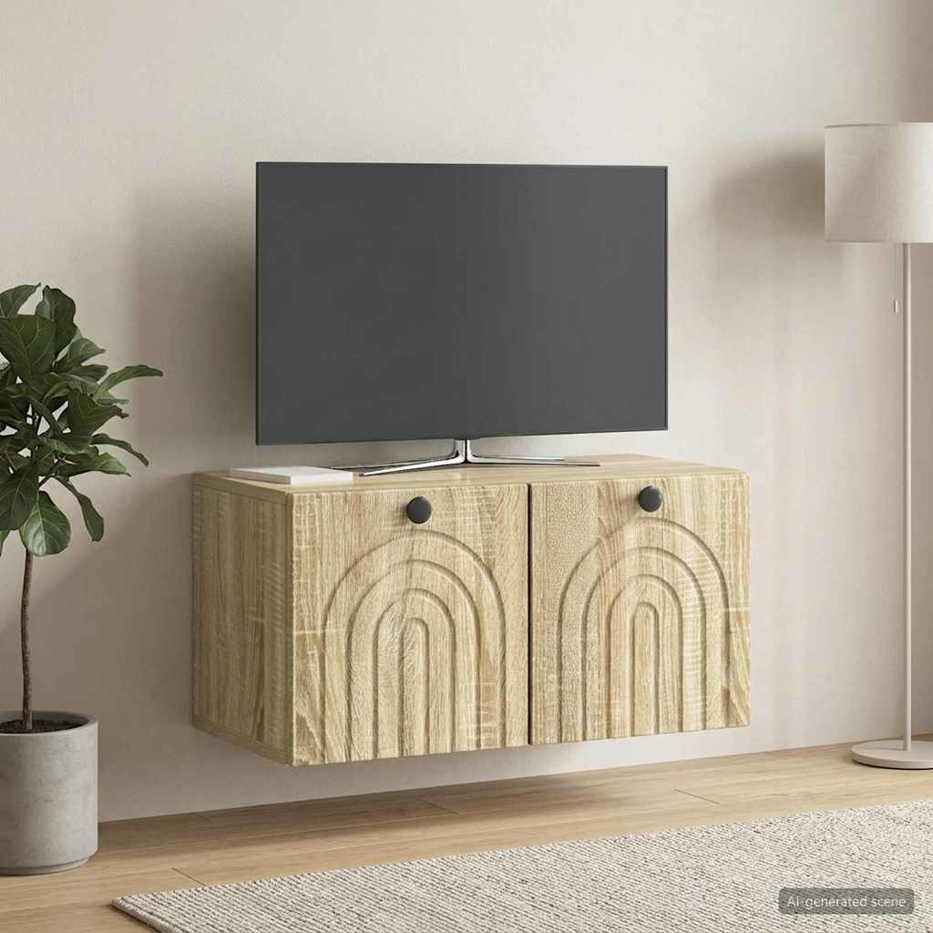 vidaXL Wall-Mounted TV Cabinet Sonoma Oak 59.5 x 31 x 30 cm 1
