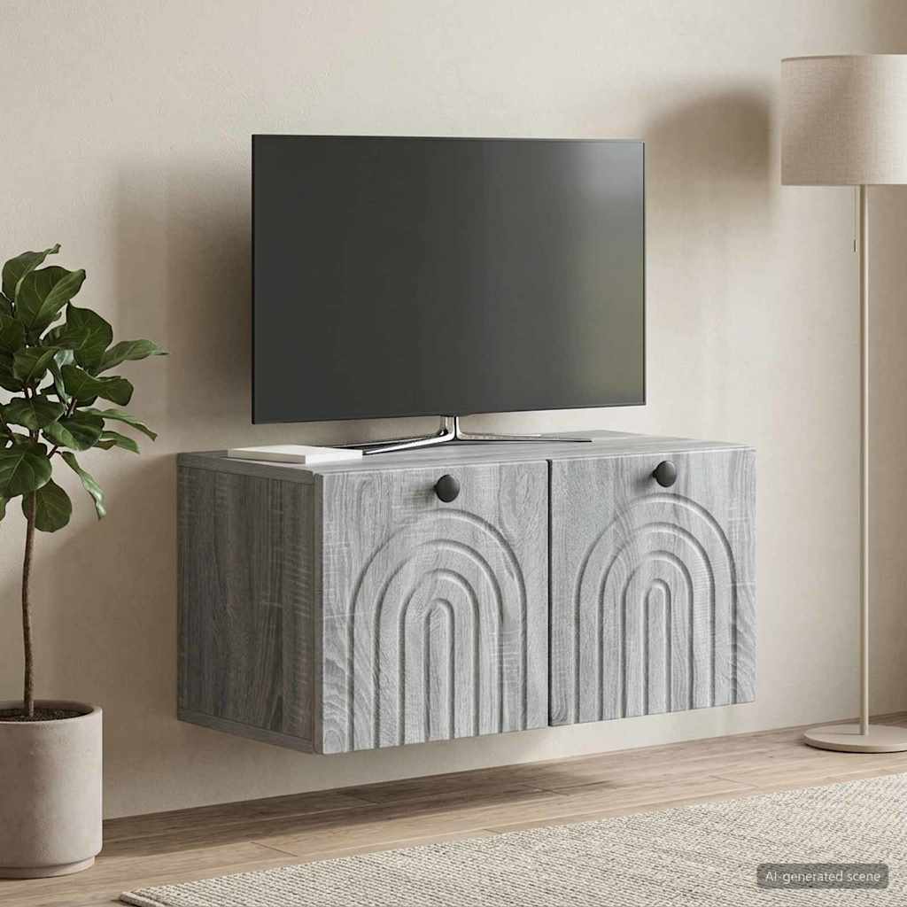 vidaXL Wall-Mounted TV Cabinet Grey Sonoma 59.5 x 31 x 30 cm 1