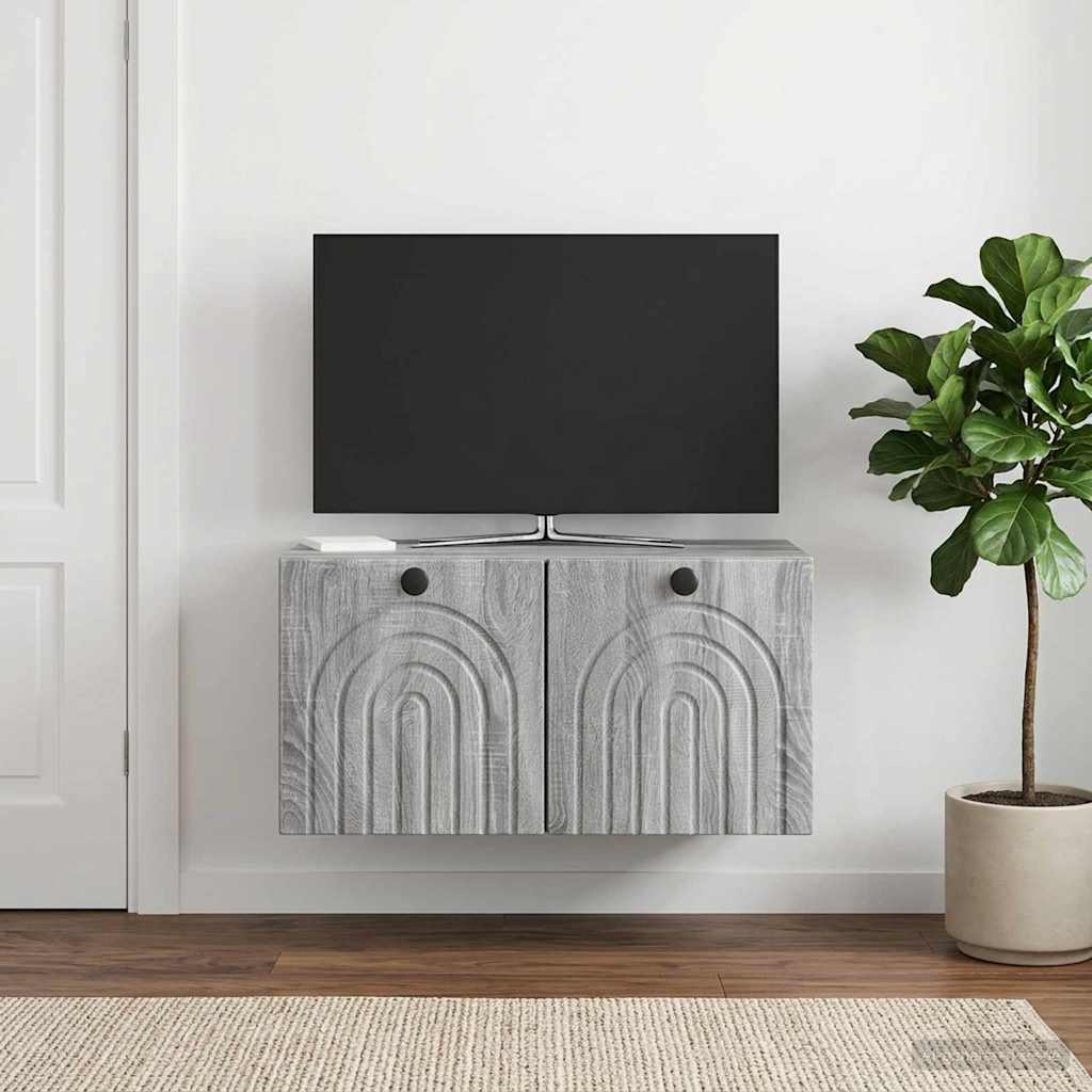 vidaXL Wall-Mounted TV Cabinet Grey Sonoma 59.5 x 31 x 30 cm 4