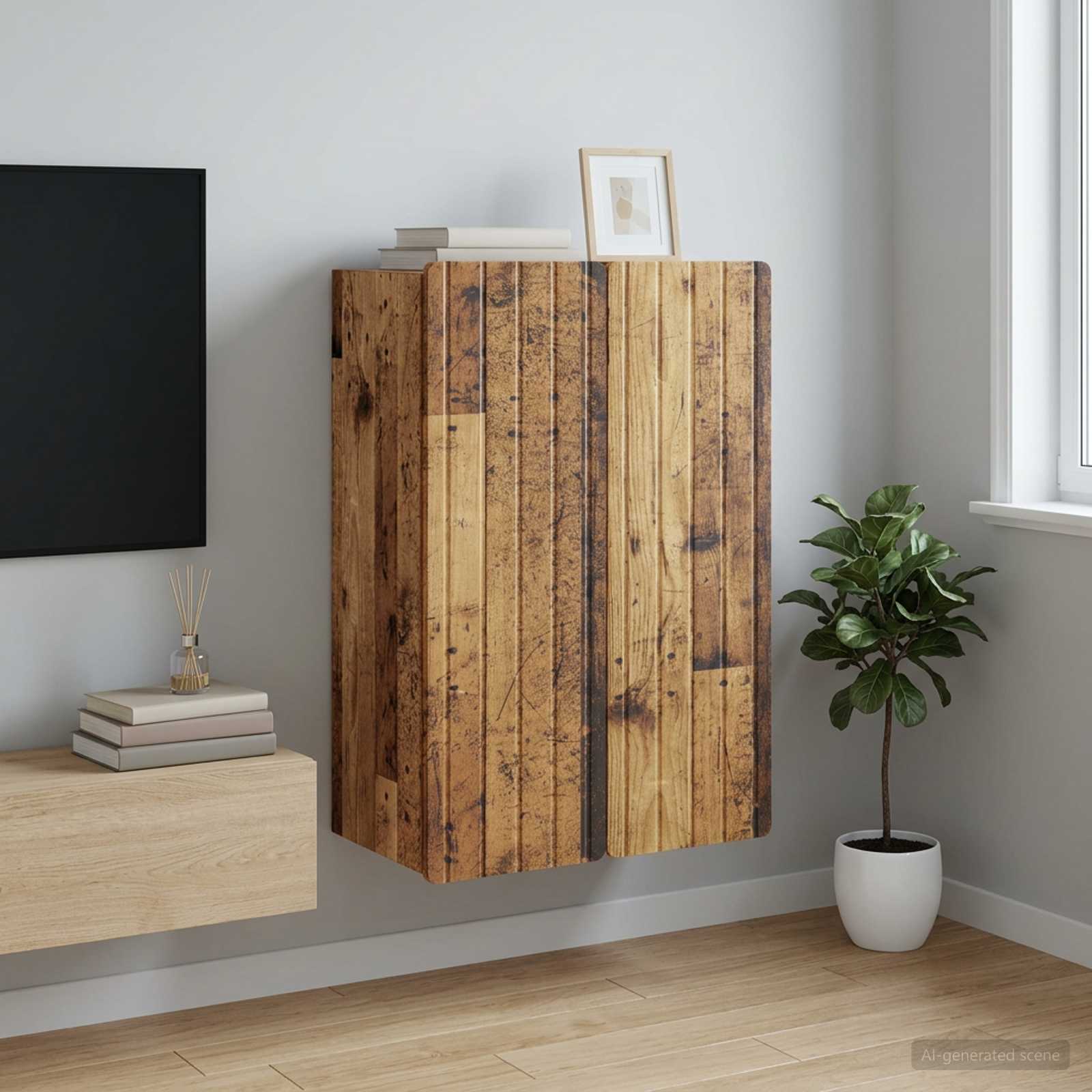 vidaXL Wall-Mounted Cabinet Old Wood 66 x 34.5 x 92 cm Engineered Wood 1