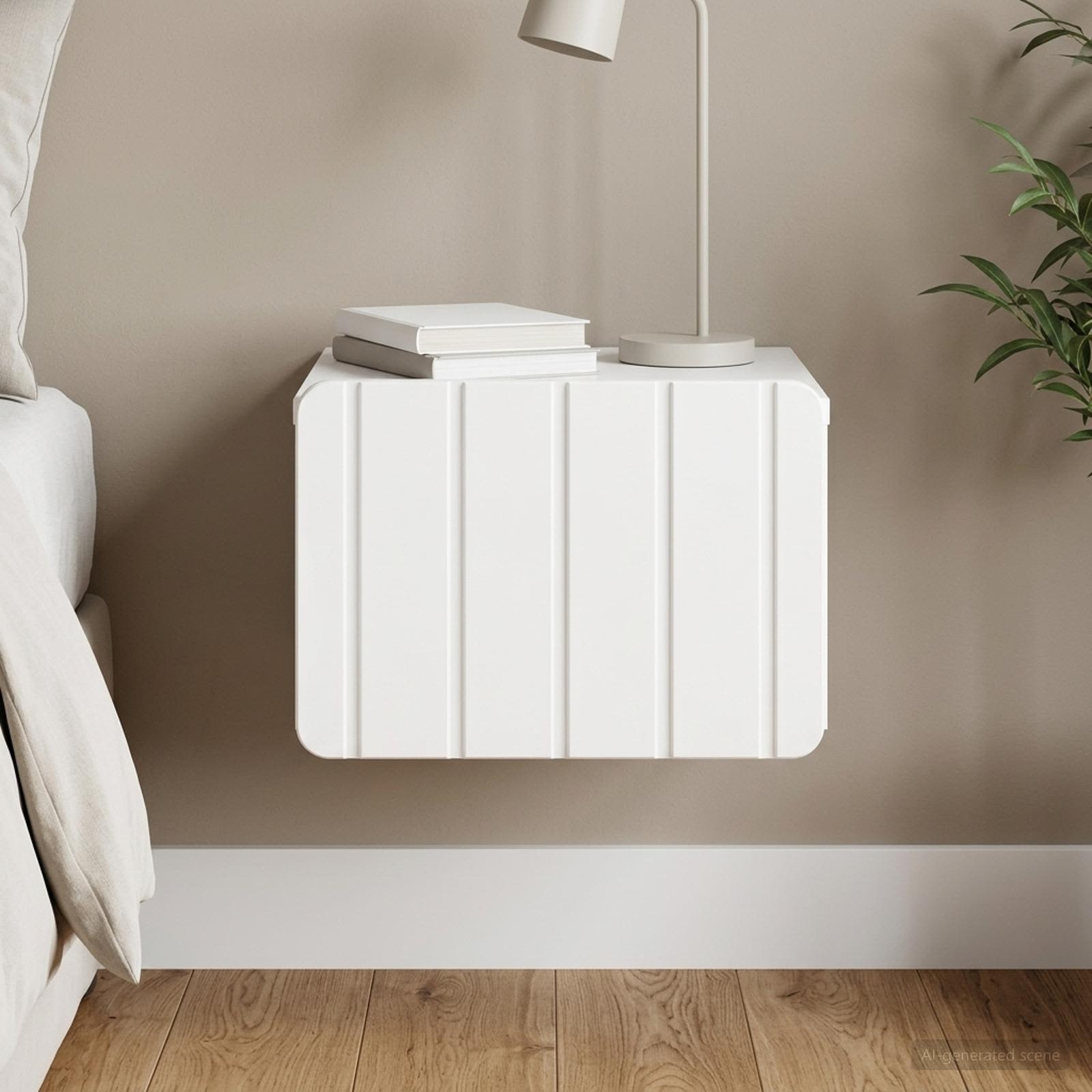 vidaXL Wall-Mounted Bedside Cabinet High Gloss White 33 x 34.5 x 24 cm 1