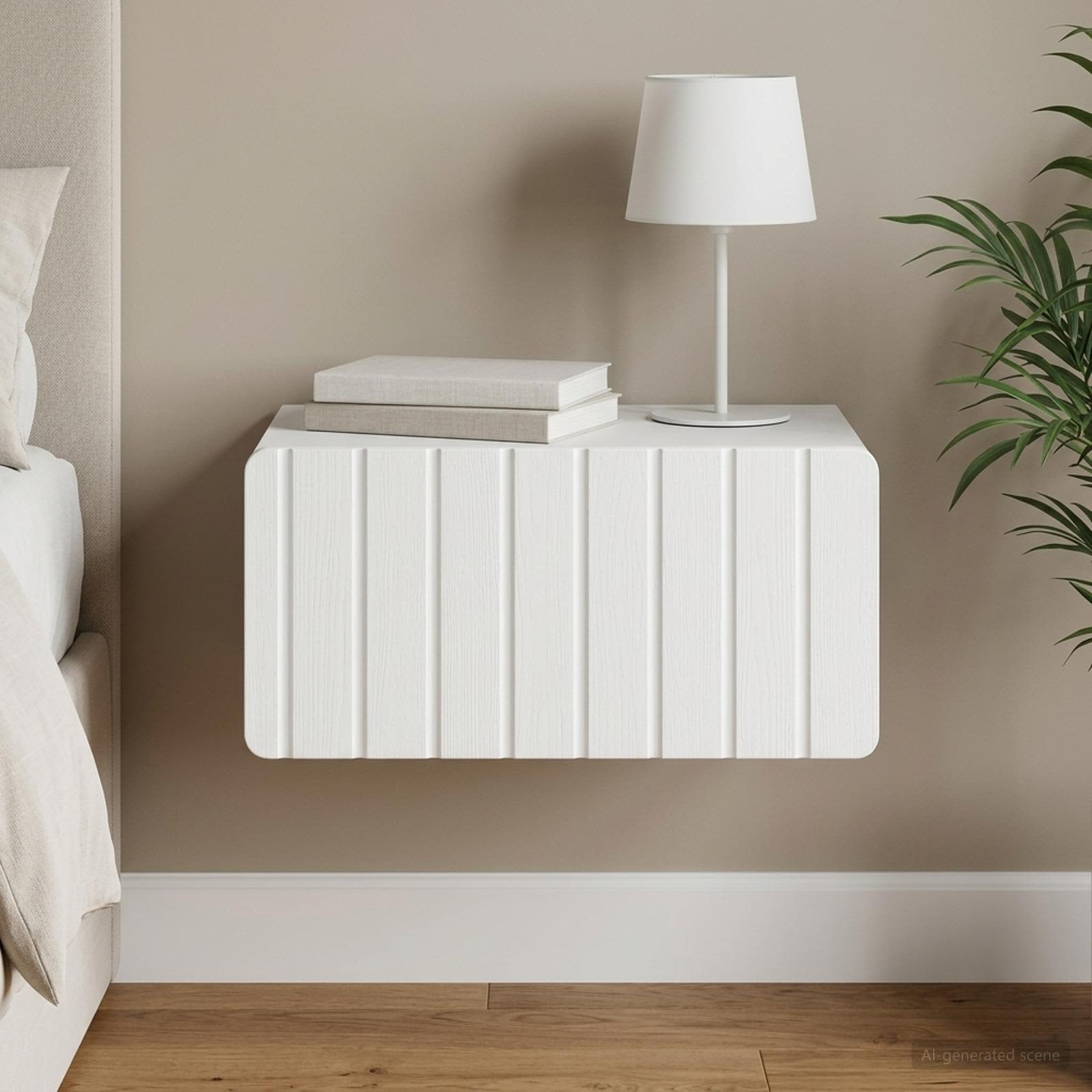vidaXL Wall-Mounted Bedside Cabinet White 49 x 34.5 x 24 cm 1